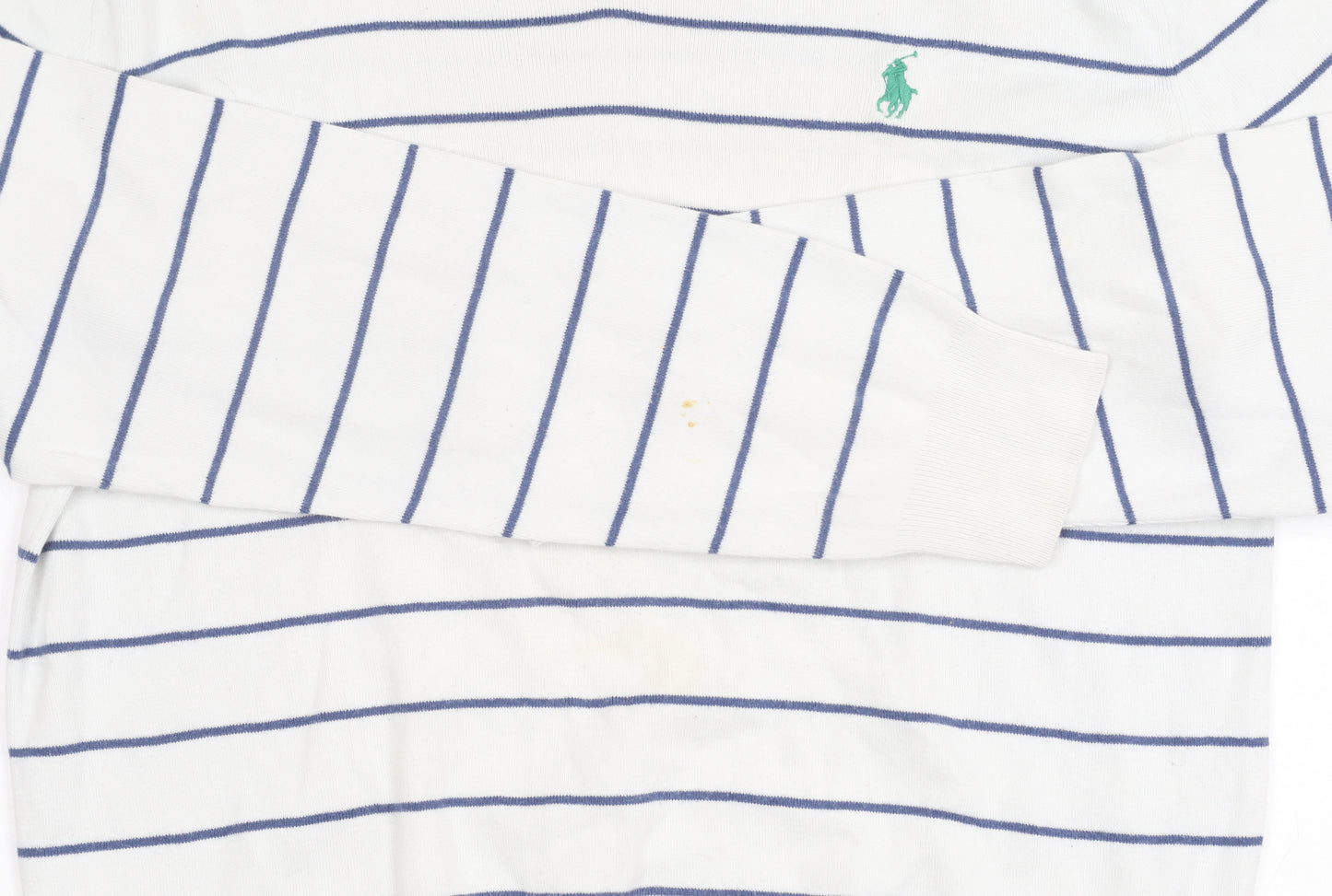Ralph Lauren Women's White Striped V-Neck Jumper S