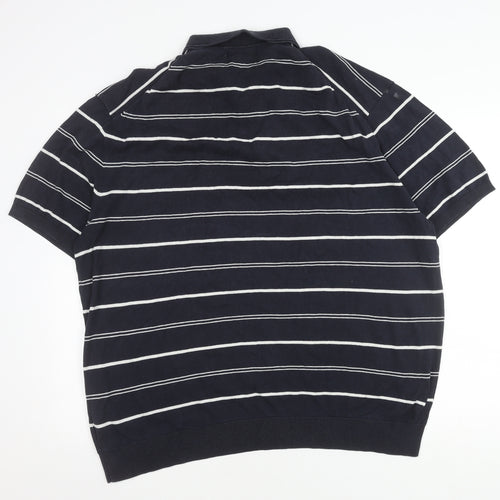 Marks and Spencer Men's Black 3XL Striped Polo