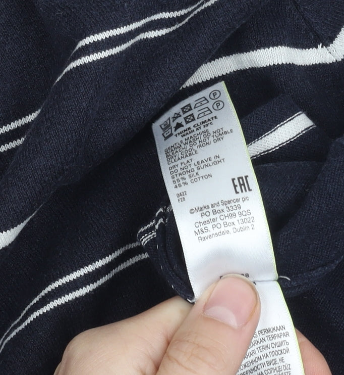 Marks and Spencer Men's Black 3XL Striped Polo