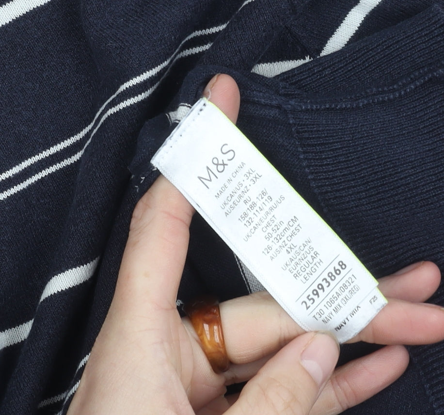 Marks and Spencer Men's Black 3XL Striped Polo