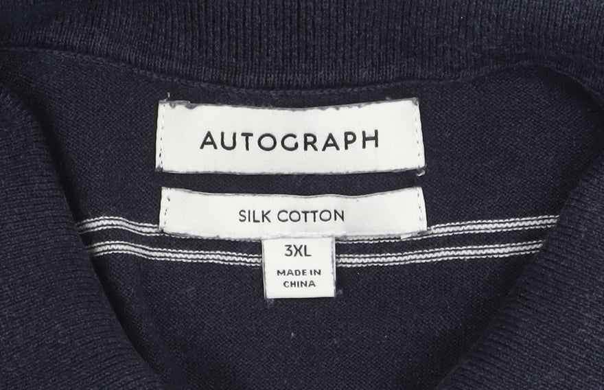 Marks and Spencer Men's Black 3XL Striped Polo