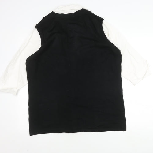 EWM Women’s Black White Blouse, Plus Size 22-24, Collared
