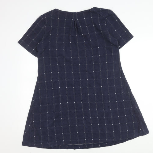 White Stuff Women's Blue A-Line Dress, Size 14, Check Pattern