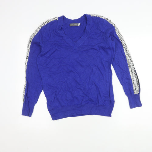 Mint Velvet Women's Blue V-Neck Pullover Jumper M