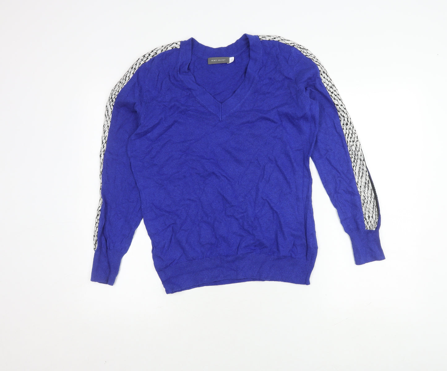 Mint Velvet Women's Blue V-Neck Pullover Jumper M