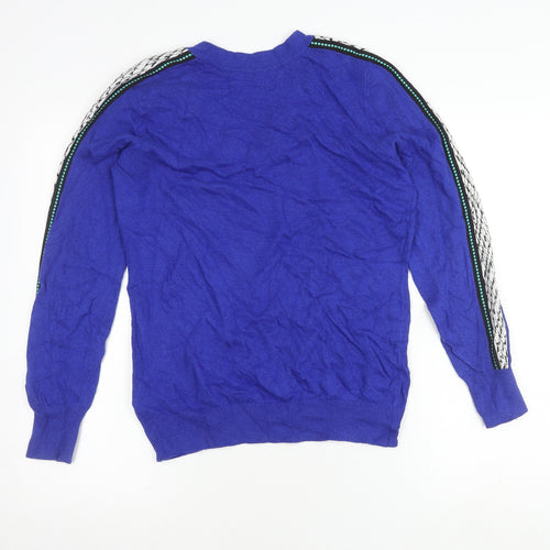 Mint Velvet Women's Blue V-Neck Pullover Jumper M