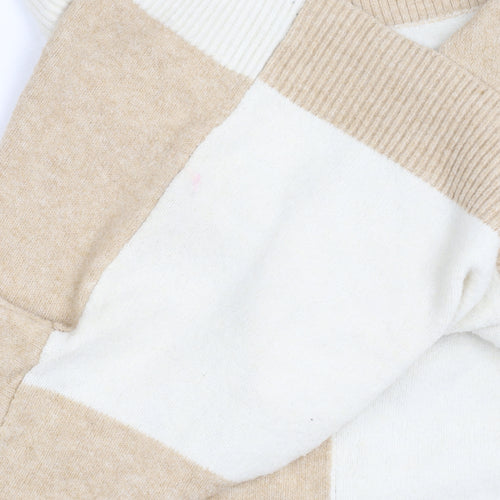 MNG Women's Beige Check Pullover Jumper Size 12