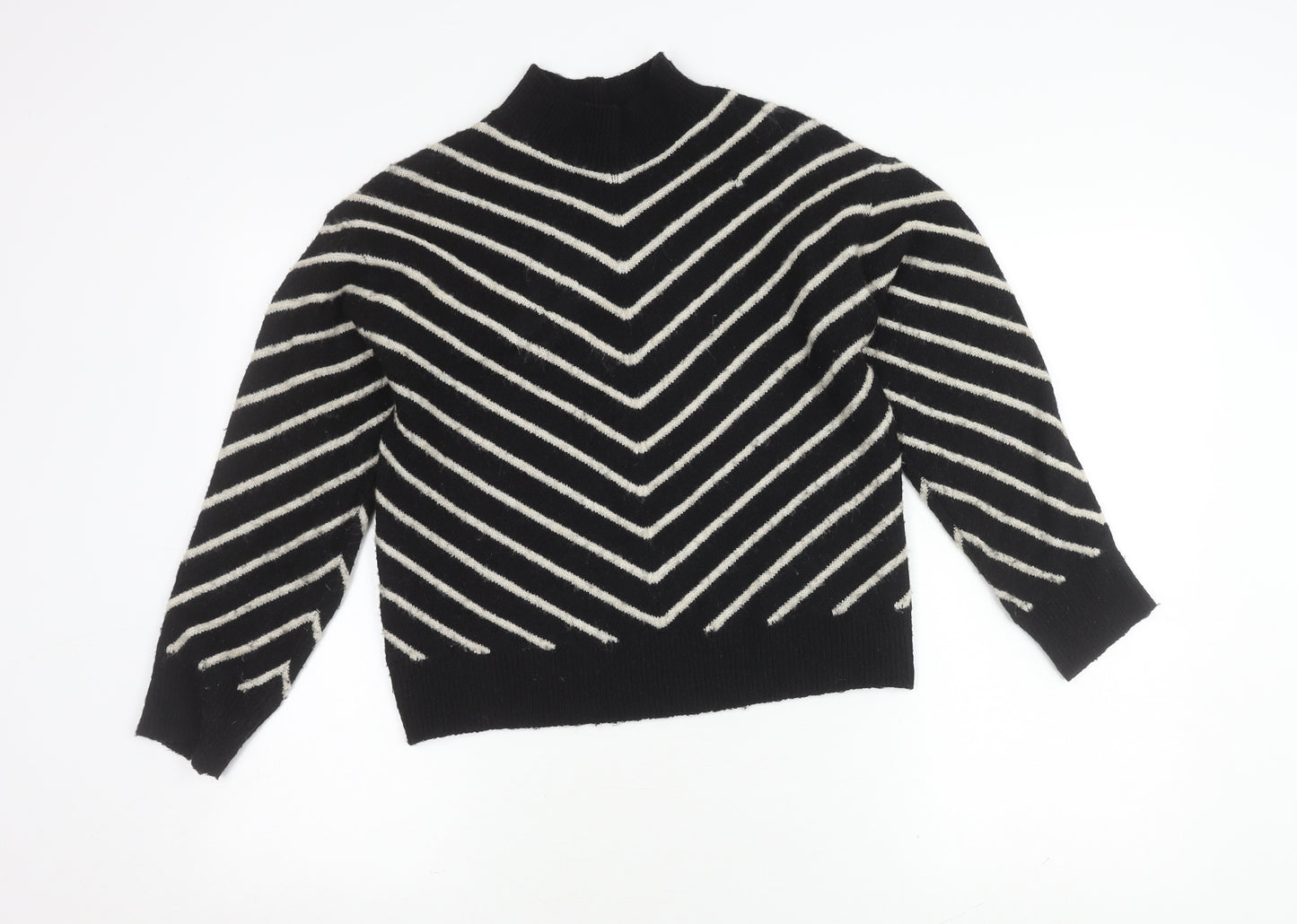 MNG Women's Black Striped Pullover Jumper XS