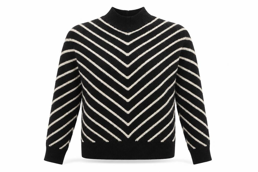 Front view of Mango Women's Black Striped jumper XS