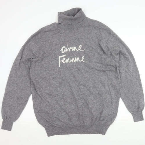 Marks and Spencer Grey Cashmere Roll Neck Jumper XL