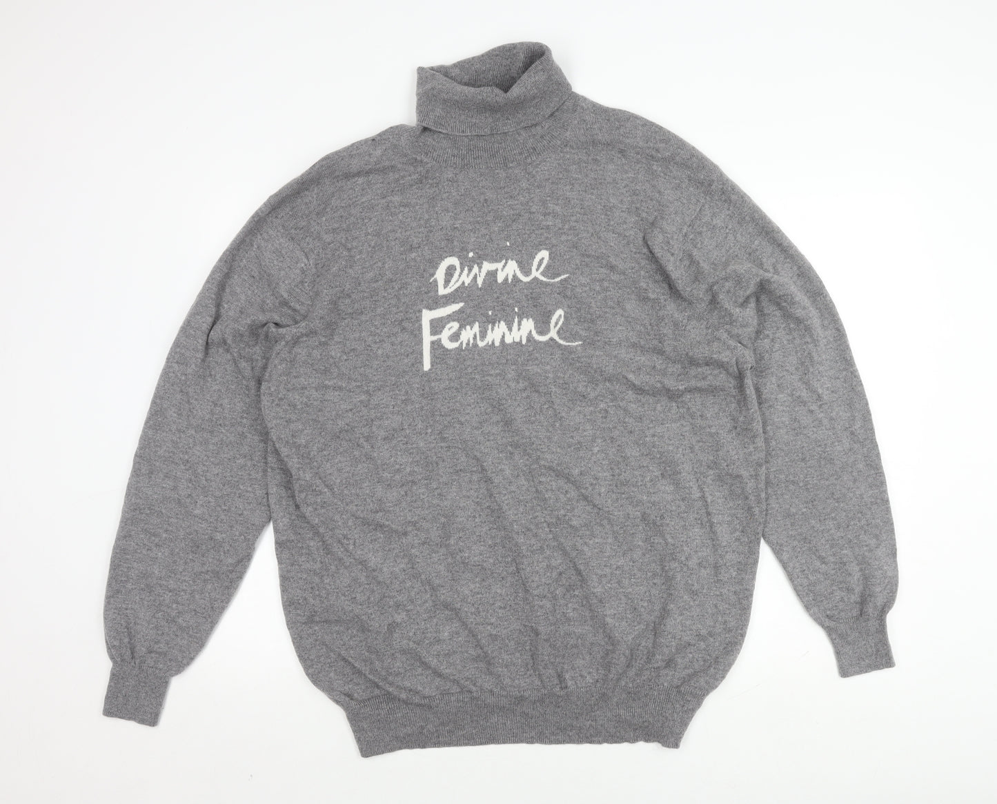 Marks and Spencer Grey Cashmere Roll Neck Jumper XL