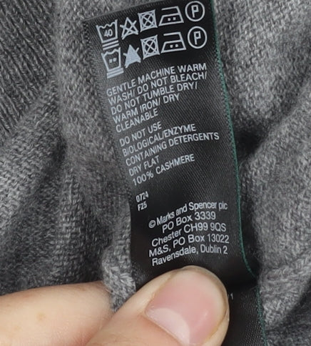 Marks and Spencer Grey Cashmere Roll Neck Jumper XL