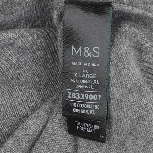 Marks and Spencer Grey Cashmere Roll Neck Jumper XL
