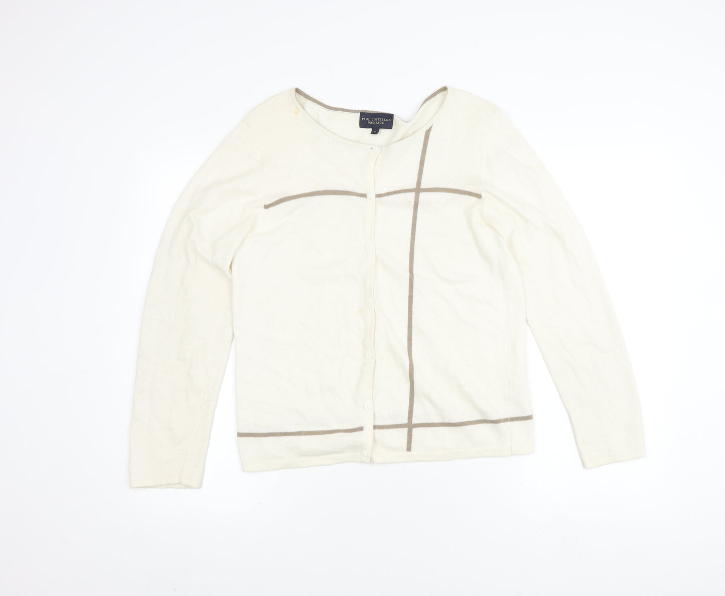 Paul Costelloe Women's Ivory Silk Wool Angora Cardigan