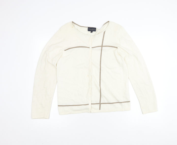 Paul Costelloe Women's Ivory Silk Wool Angora Cardigan
