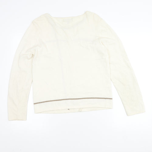 Paul Costelloe Women's Ivory Silk Wool Angora Cardigan