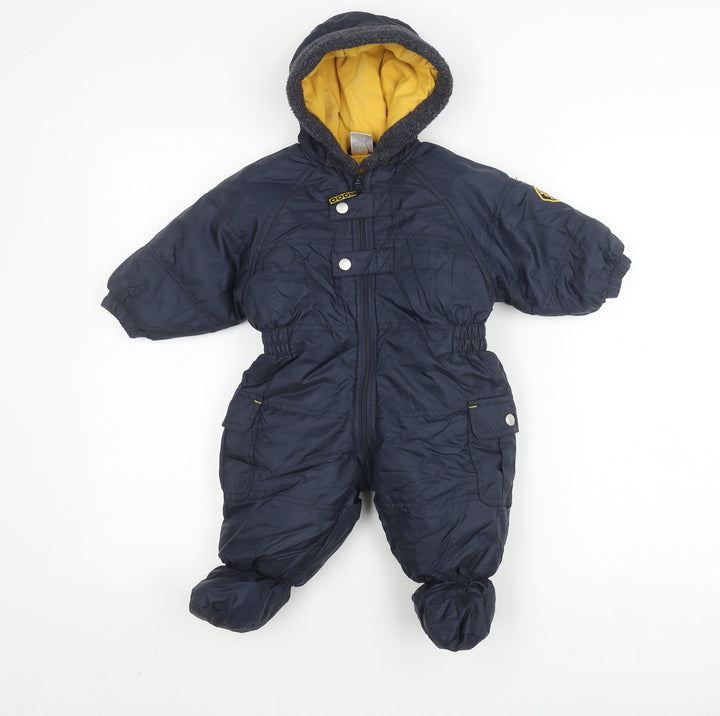 C&A Unisex Baby Blue Snowsuit 6-9 Months Hooded Insulated