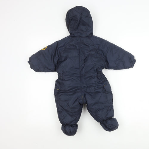 C&A Unisex Baby Blue Snowsuit 6-9 Months Hooded Insulated