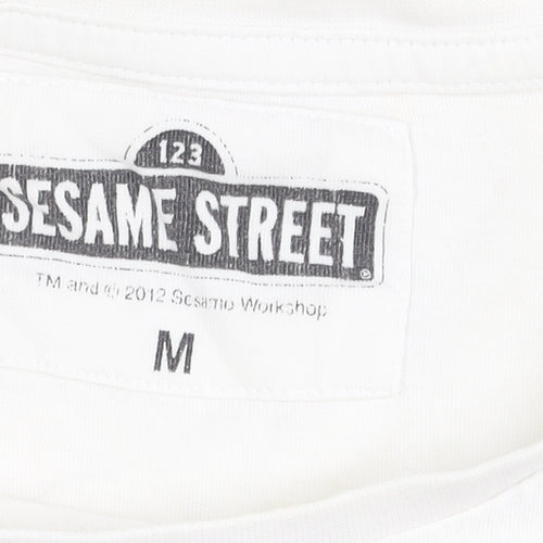 Sesame Street Mens White Medium Cartoon T-Shirt