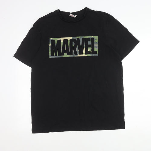 Marvel Men's 2XL Black Cotton T-Shirt with Logo