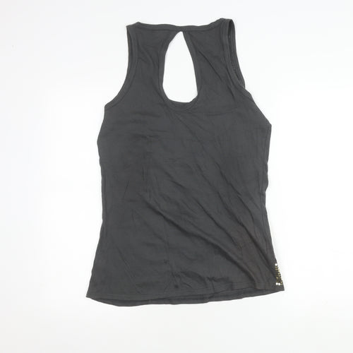 Topshop Women's Grey Sequin Striped Tank Top - Size 16