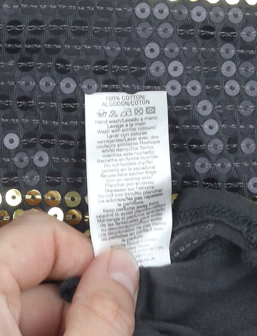 Topshop Women's Grey Sequin Striped Tank Top - Size 16