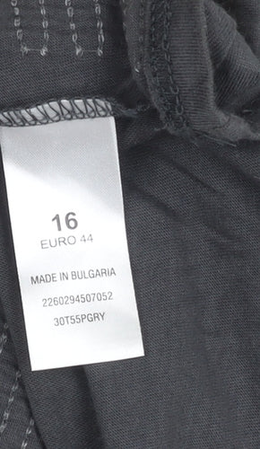 Topshop Women's Grey Sequin Striped Tank Top - Size 16