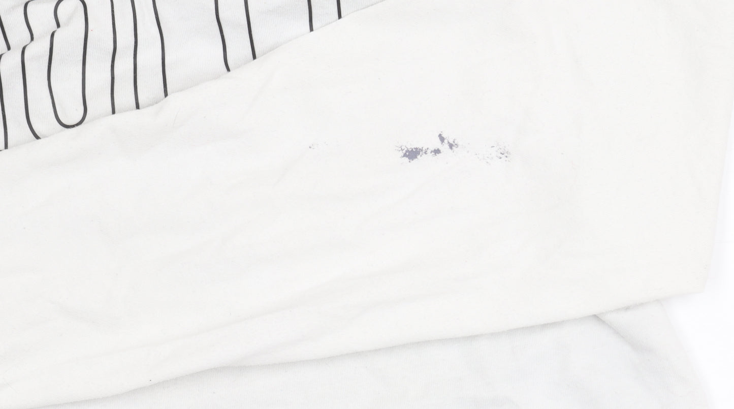 Hollister Men's White Long Sleeve Logo T-Shirt M