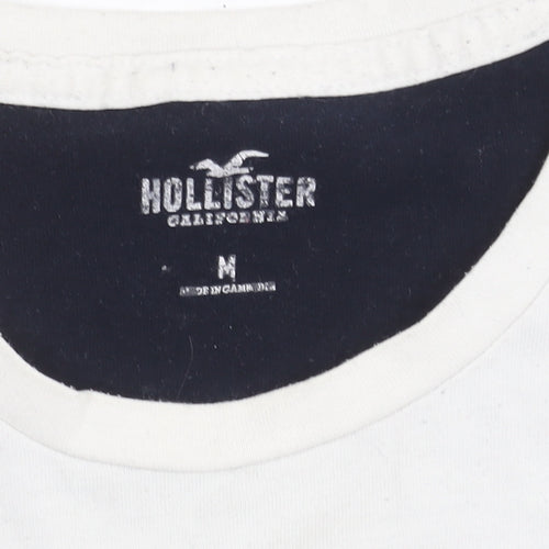 Hollister Men's White Long Sleeve Logo T-Shirt M