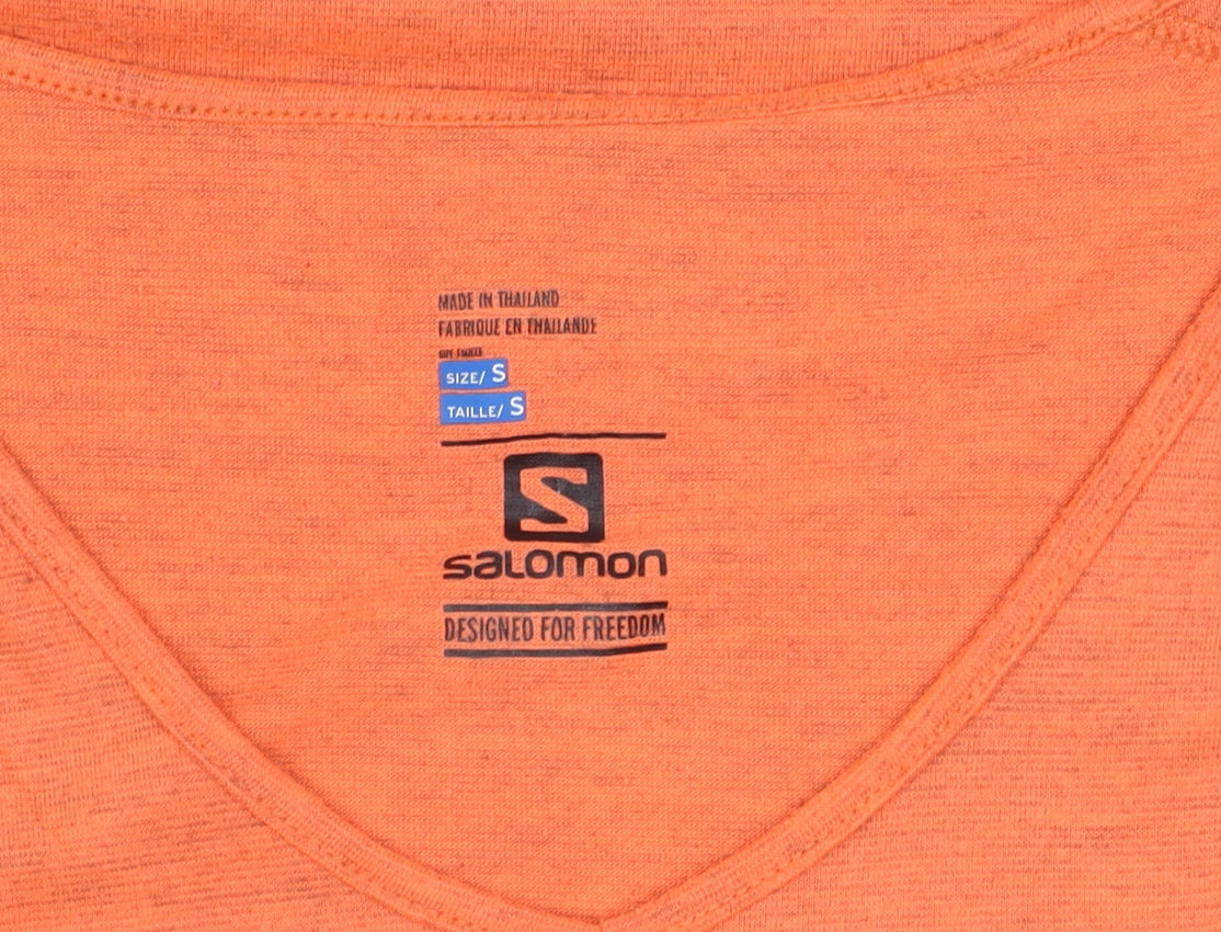 Salomon Women's Orange V-Neck T-Shirt - Size S