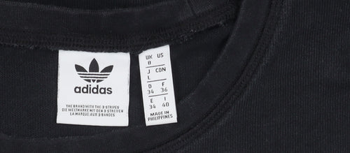 Adidas Women's Black Cropped T-Shirt Size 8