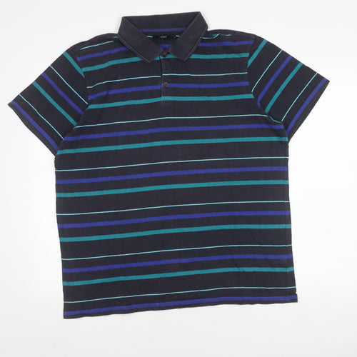 Thomas Nash Men's L Black Striped Polo Shirt