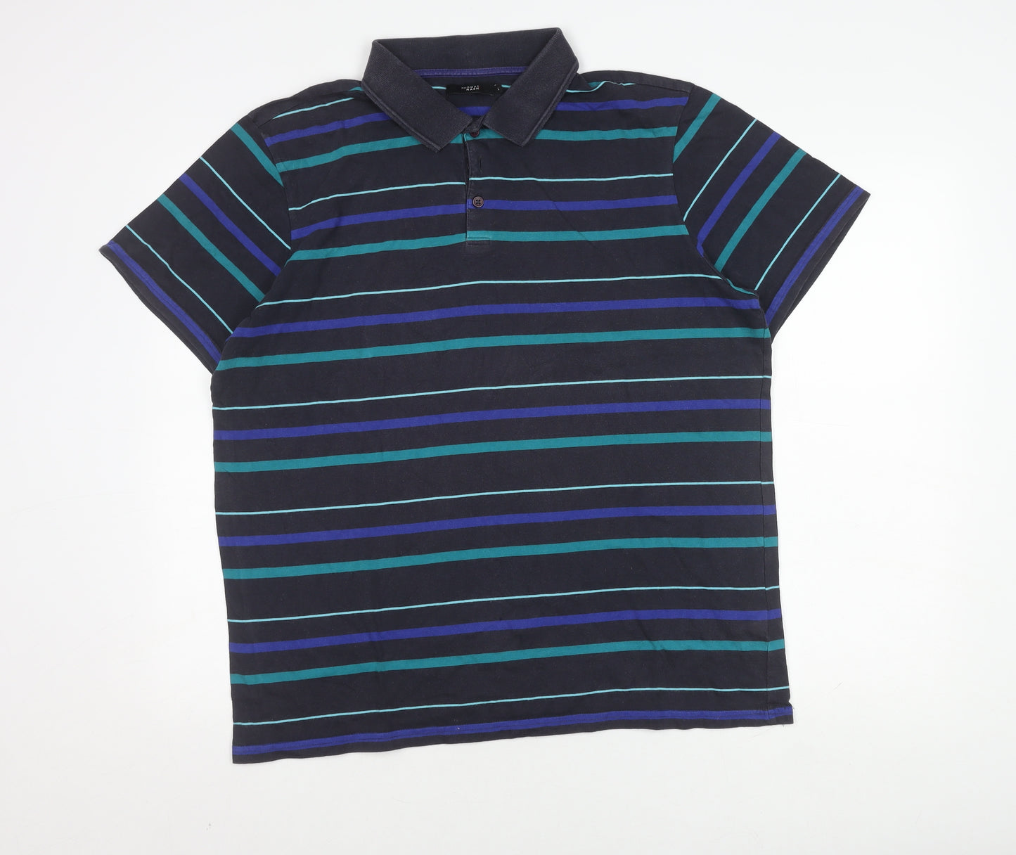 Thomas Nash Men's L Black Striped Polo Shirt