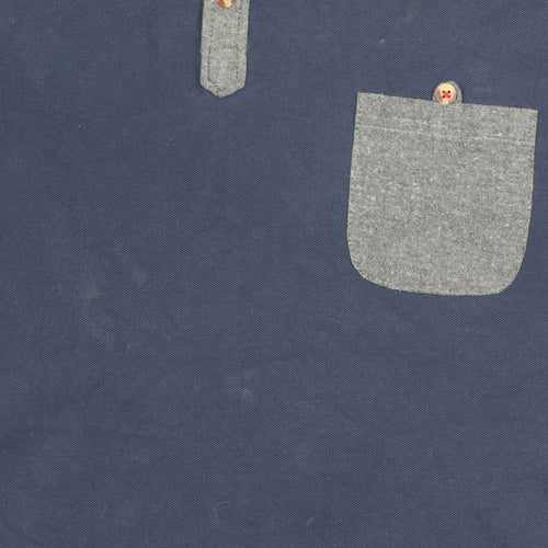 Soviet Men's Medium Blue Long Sleeve Colourblock Polo