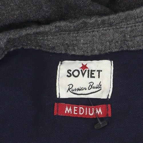 Soviet Men's Medium Blue Long Sleeve Colourblock Polo