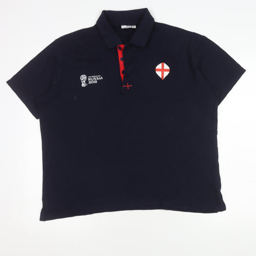 Men's Blue England Polo Shirt, L - Short Sleeve, Sport