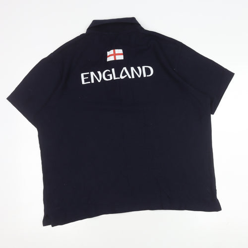 Men's Blue England Polo Shirt, L - Short Sleeve, Sport