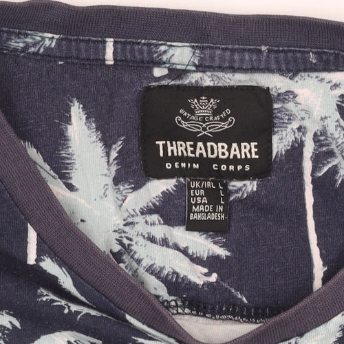 Threadbare Men's Blue Beach Graphic T-Shirt Large