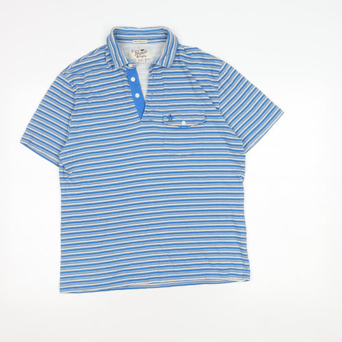 Penguin Men's Blue Striped Polo Shirt - Slim Fit