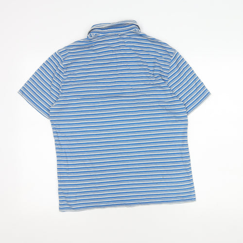 Penguin Men's Blue Striped Polo Shirt - Slim Fit