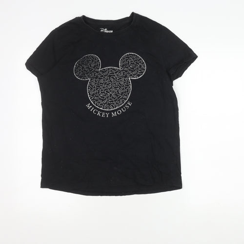 Disney Women's Black Cotton Mickey Mouse T-Shirt, M