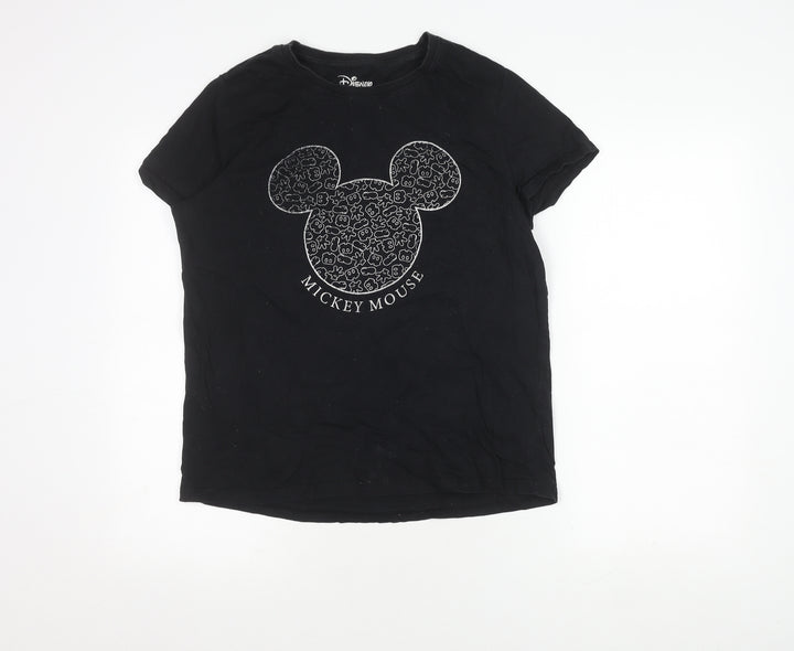 Disney Women's Black Cotton Mickey Mouse T-Shirt, M