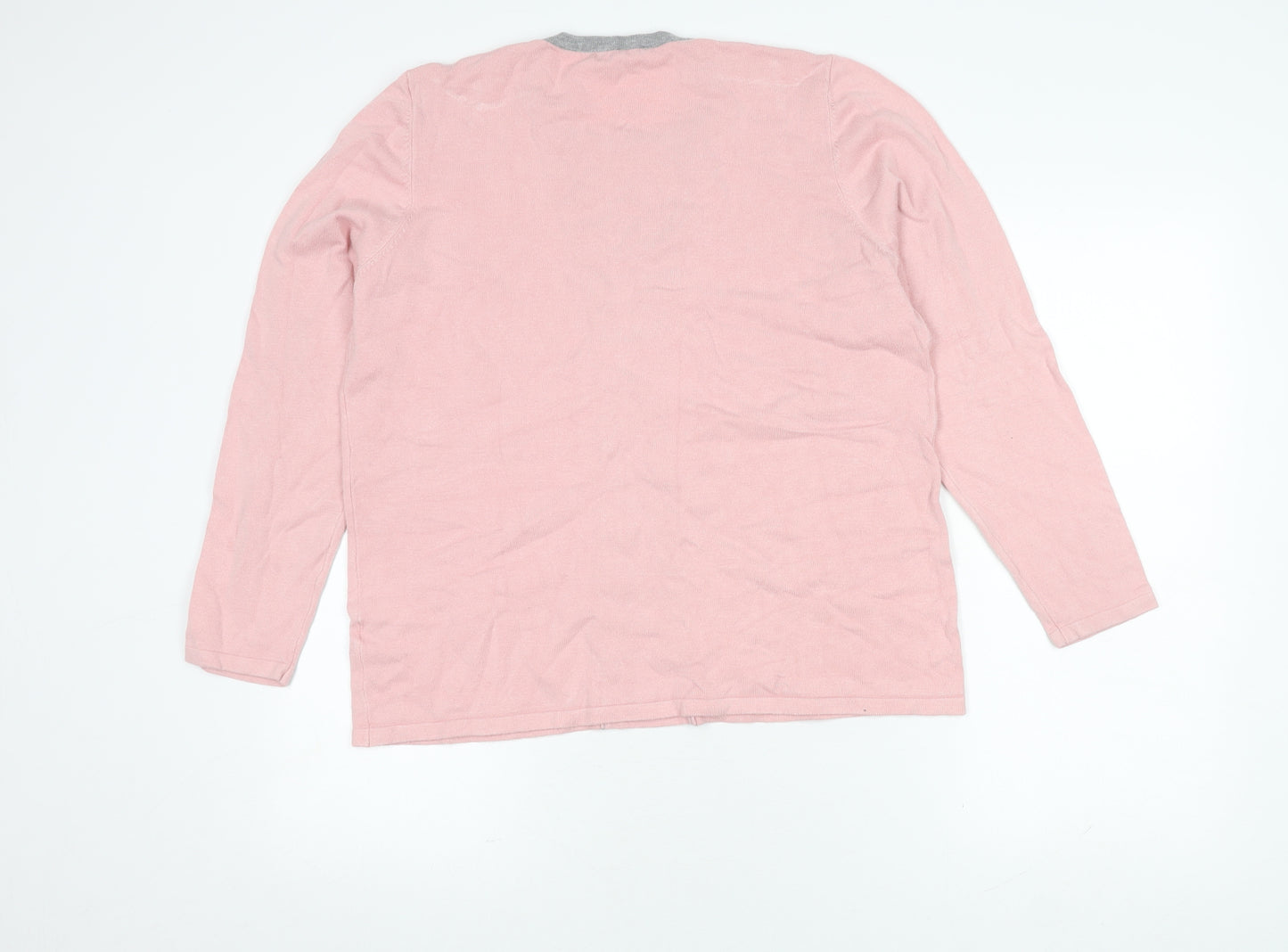 Bonmarché Women's Pink Striped Long Sleeve Cardigan 16