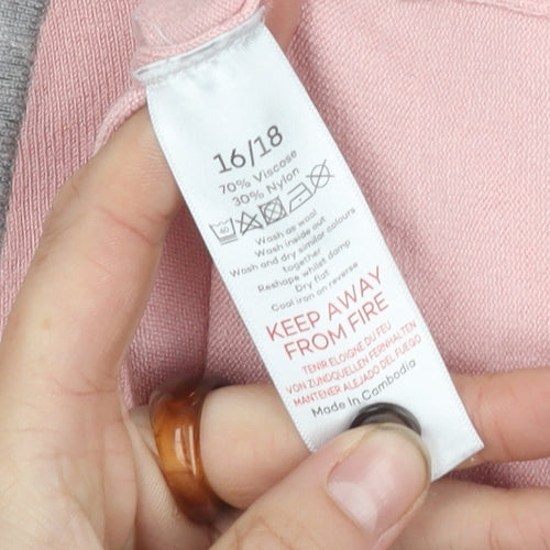 Bonmarché Women's Pink Striped Long Sleeve Cardigan 16