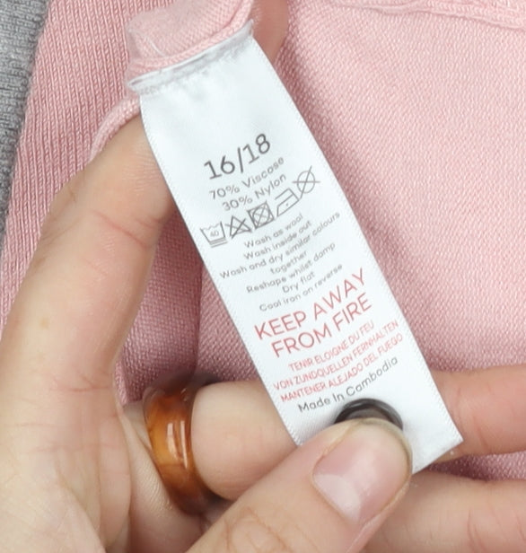 Bonmarché Women's Pink Striped Long Sleeve Cardigan 16