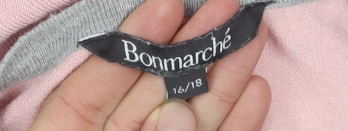 Bonmarché Women's Pink Striped Long Sleeve Cardigan 16