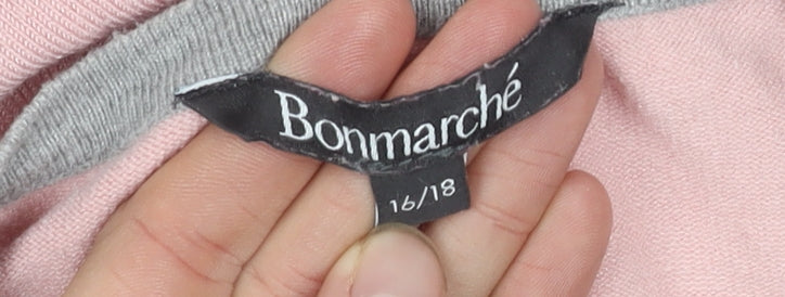 Bonmarché Women's Pink Striped Long Sleeve Cardigan 16