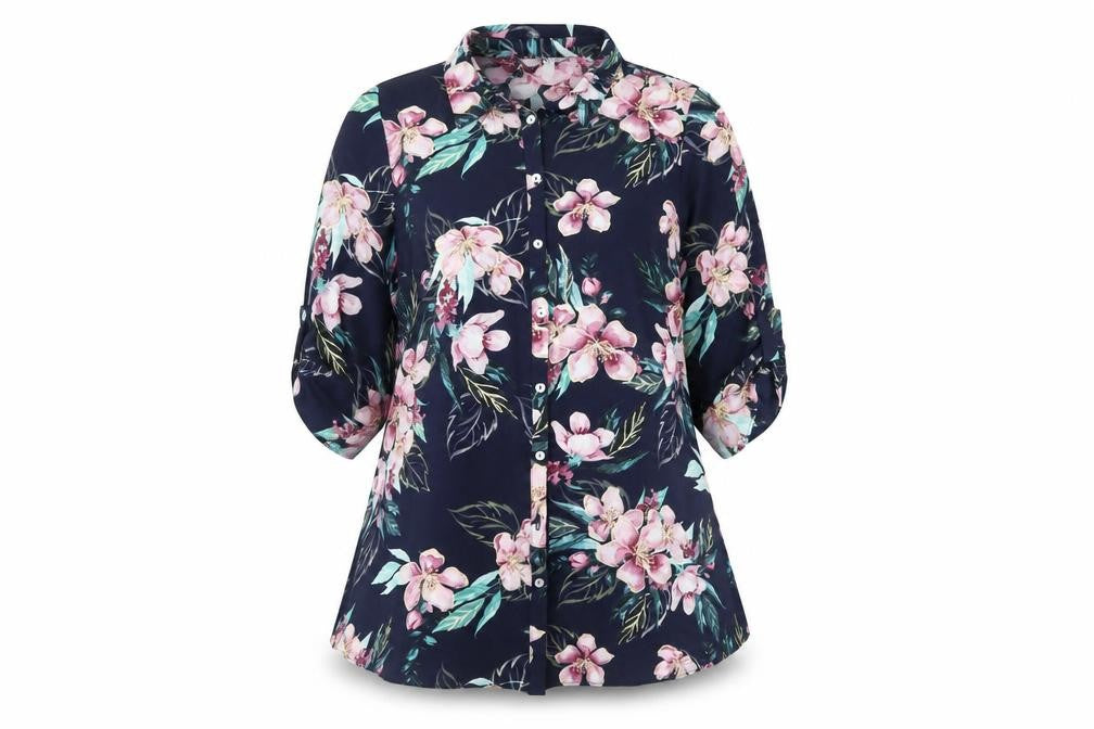 Front view of Julipa Women's Multicoloured Floral Button-Up Shirt