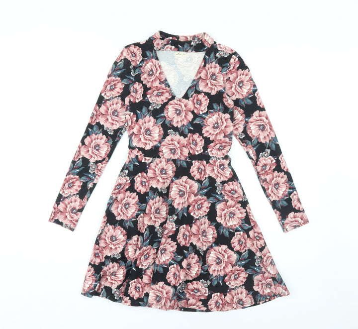 Hollister Floral A-Line Dress XS Multicolour Long Sleeve