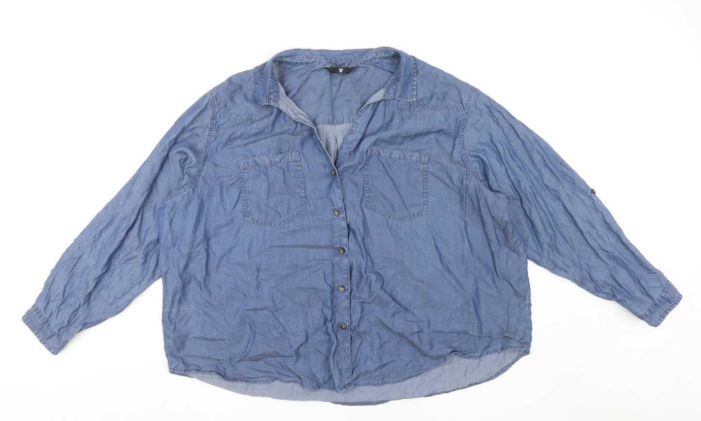 Very Women's Blue Button-Up Shirt UK Size 24